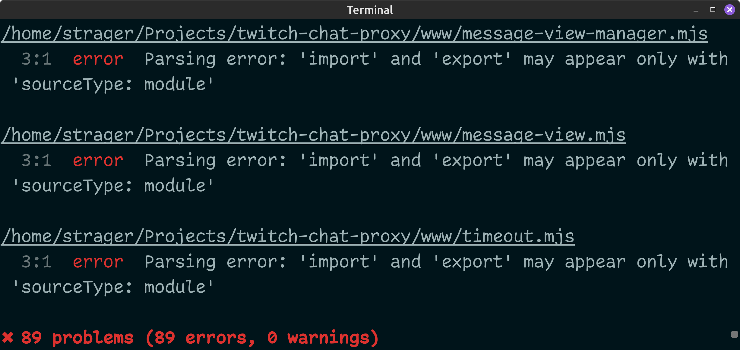 ESLint reporting errors: Parsing error: 'import' and 'export' may appear only with 'sourceType: module'